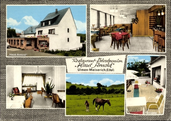 Ak Meiserich iepen in de Eifel, Gasthof Haus Arnold, paarden