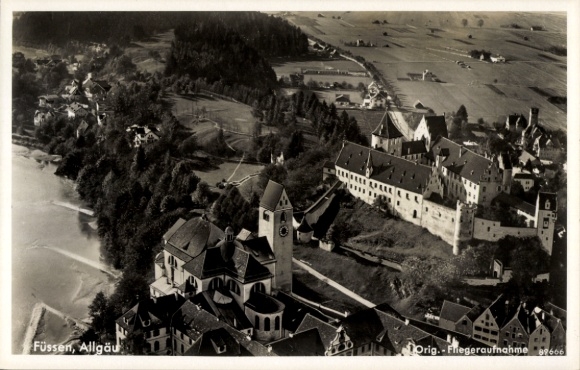 Ak Füssen im Allgäu, Fliegeraufnahme