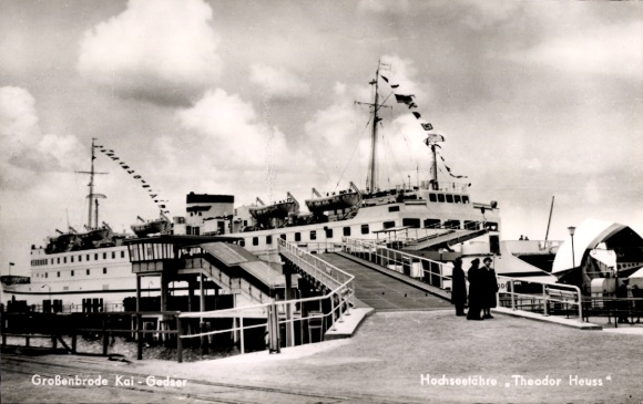 Postcard Großenbrode in Ostholstein, Kai-Gedser, ocean ferry Theodor Heuss