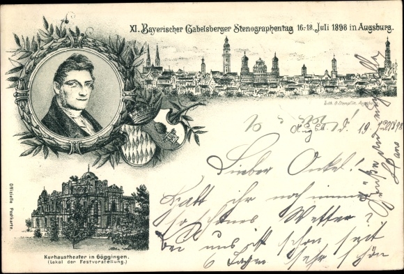 Litho Augsburg in Zwaben, XI. Beiers Gabelsberger Stenograaf Dag 1898