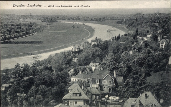 Ak Dresden Loschwitz, Blick vom Luisenhof