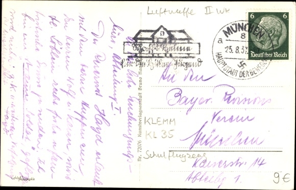 Postcard Klemm Kl 35, training aircraft