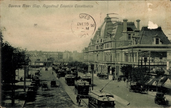 Postcard Buenos Aires Argentina, Eslación Constitución, street view, vehicles