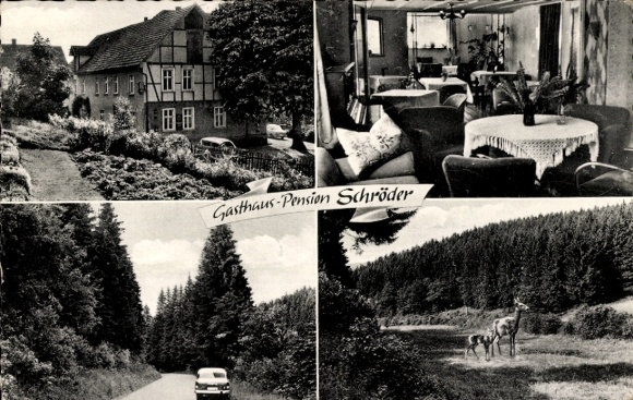 Postcard Thieringhausen Olpe in the Sauerland, Gasthaus Pension Schröder, interior view