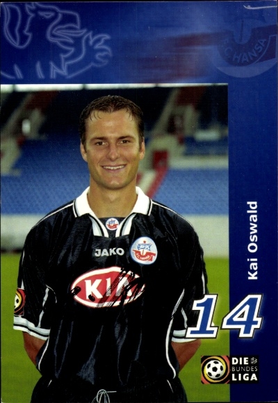 Autograph card footballer Kai Oswald, FC Hansa Rostock, autograph