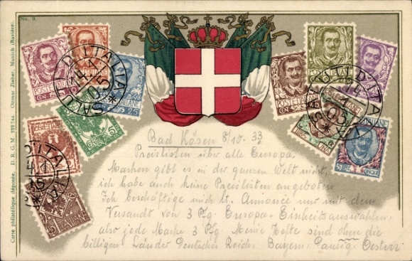 Briefmarken Ak Italien, Wappen, Ottmar Zieher