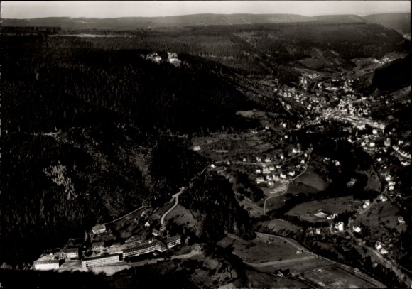 Postcard Bad Wildbad in the Black Forest, aerial view of Wildbad, Black Forest, landscape, buildings