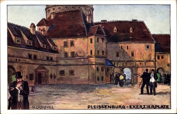 Künstler Ak Dörffel, Leipzig in Sachsen, Baufachausstellung 1913, Pleissenburg, Exerzierplatz