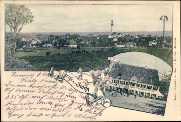 Postcard Inning am Ammersee Oberbayern, panorama, inn