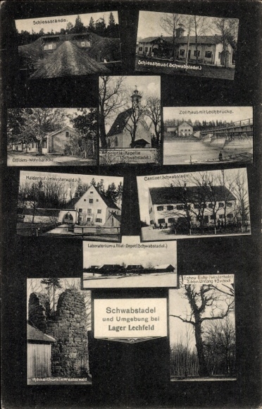 Postcard Schwabstadl Obermeitingen, Lagerlechfeld Graben Schwaben, military training area Lager Lechfeld
