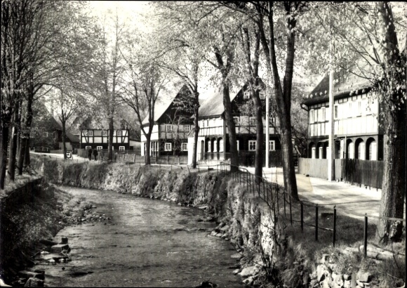 Postcard Großschönau in Upper Lusatia Saxony, half-timbered houses