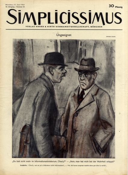 Simplicissimus Issue 24 June 1941 Caricature Unsuitable W. Schulz Verlag Hirth