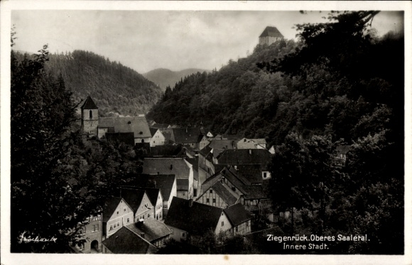 Postcard Ziegenrück an der Saale Thuringia, Upper Saale Valley, Inner City, Landscape with Houses