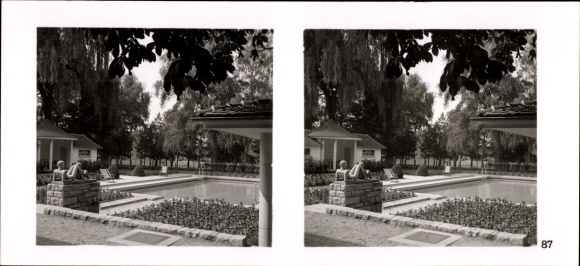 Stereo spatial image photo &quot;The NS model farms 1937-38&quot; No. 87 Deutsche Milchwerke, Zwingenberg Bergstr