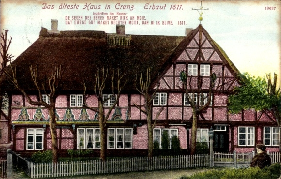 Postcard Hamburg Harburg Cranz, oldest house in Cranz, destroyed in 1911