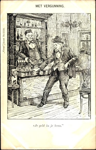 Postcard Met Vergunning, Je geld en je leven, innkeeper, drunk