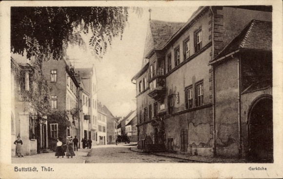 Postcard Buttstädt in Thuringia, food stall
