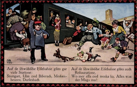 Song Artist Postcard Boettcher, Hans, On the Swabian Railway, Picture 1