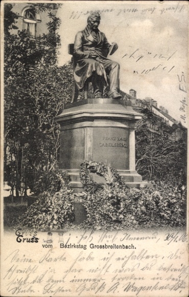 Postcard Großbreitenbach in Thuringia, monument, district council