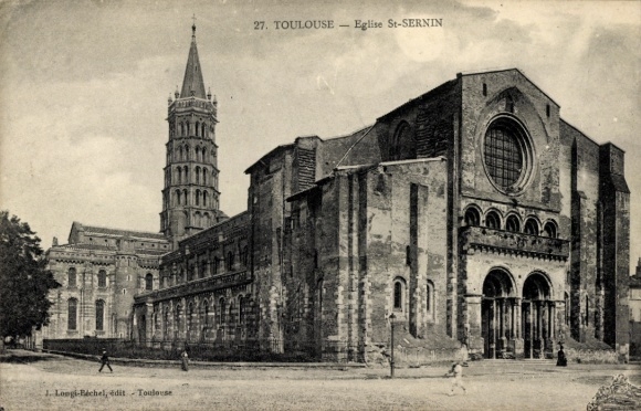 Ak Toulouse Haute Garonne, Eglise St-Sernin,  s Gebäude, schwarz-weiß