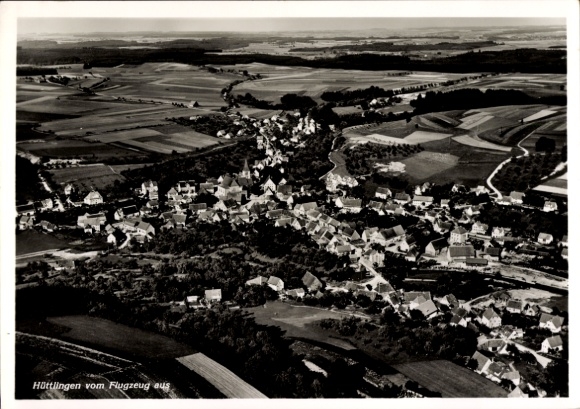 Postcard Hüttlingen in Württemberg, aerial photograph