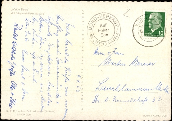 Ansichtkaart White Fleet, VEB Passenger Shipping Stralsund, Ships