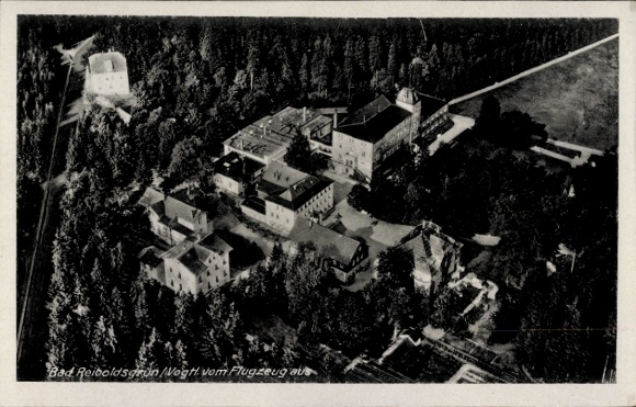 Postcard Bad Reiboldsgrün Auerbach Saxony, aerial photograph