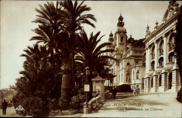 Picture Monte Carlo Monaco, Casino terraces, palm trees, architecture