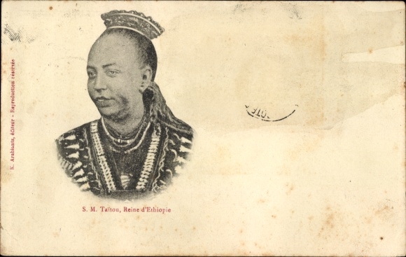 Postcard portrait of SM Taitou, Queen of Ethiopia