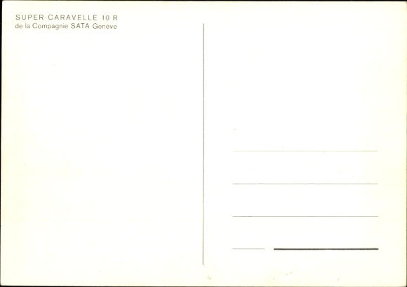 Postcard passenger aircraft Compagnie SATA Genève, Super Caravelle 10 R