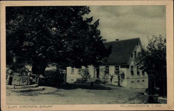 Ak Neunkirchen in het Odenwald Modautal, Gasthof zum Grüne Baum, eigenaar Adam Mayer