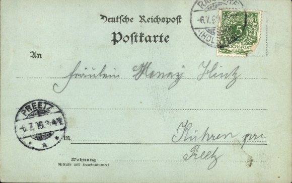 Moonlight Postcard Rastorf Schleswig Holstein, inn at the Blue Lion