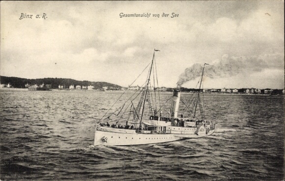 Ak Seebad Binz auf Rügen, Salondampfer Freia