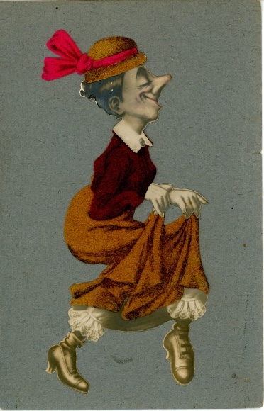 Felt PC woman with big nose, collage