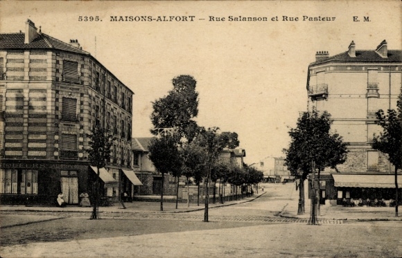CPA Maisons Alfort Val de Marne, Rue Salanson and Rue Pasteur