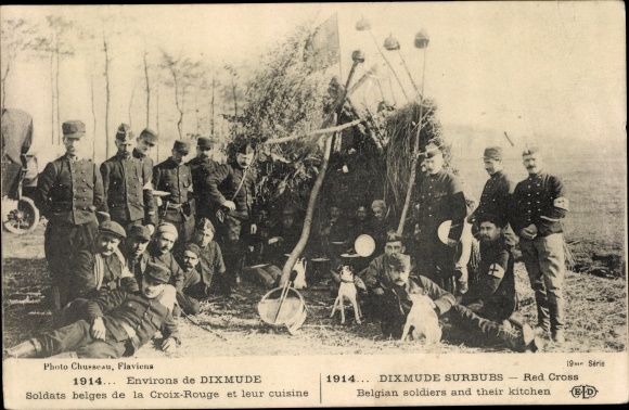 Postcard Diksmuide Dixmude West Flanders,Soldiers belges de la Croix Rouge, Soldiers