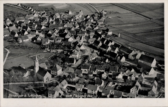 Postcard Nendingen Tuttlingen an der Donau Württemberg, aerial view, view of houses, church, surrounded by