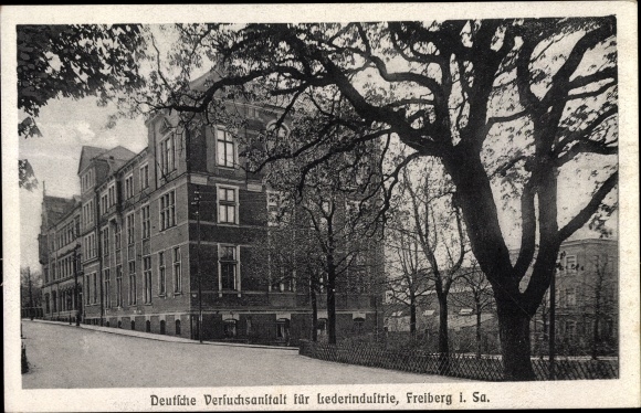 Postcard Freiberg in the district of Central Saxony, German research institute for the leather industry