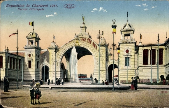 Postcard Charleroi Wallonia Hainaut, exhibition 1911, main facade