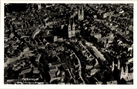 Postcard Halberstadt am Harz, original aerial photograph