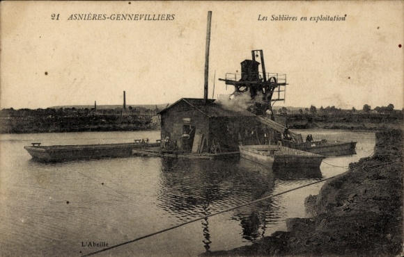 CPA Asnières Gennevilliers Hauts-de-Seine, Les Sablières en exploitation