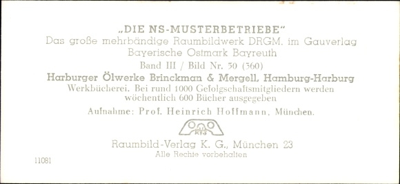 Stereo spatial image &quot;The NS model companies&quot;, III 50, No. 360, Harburger Ölwerke Brinckman Mergell
