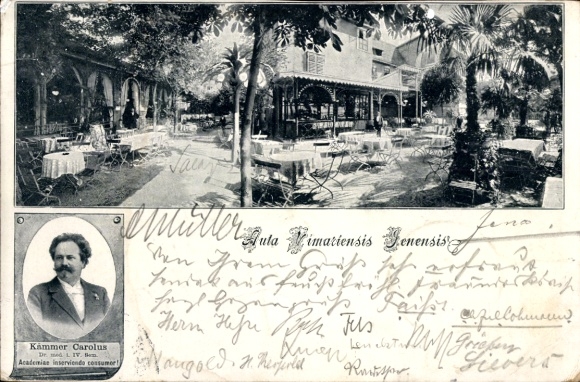 Studentika Postcard Jena in Thuringia, Aula Vimariensis Jenensis, Treasurer Carolus