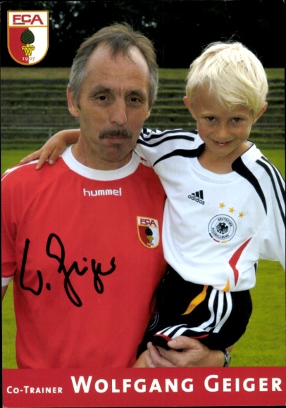 Autograph card Co-Trainer Wolfgang Geiger, FC Augsburg, autograph