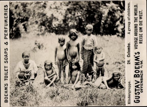 Photo Colombo Ceylon Sri Lanka, group of children, advertising Boehm's Toilet Soap