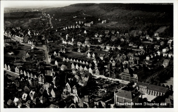 Postcard Feuerbach Stuttgart in Württemberg, view of houses, aerial photograph