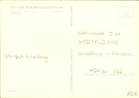 Artist Postcard Martin Amorbach, Oskar, Flanders, HDK 122, German Wehrmacht, II. World War