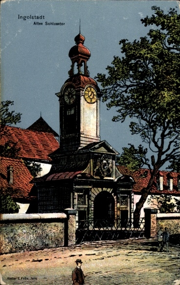 Artist Postcard Felle, Eugen, Ingolstadt an der Donau Upper Bavaria, Old Castle Gate