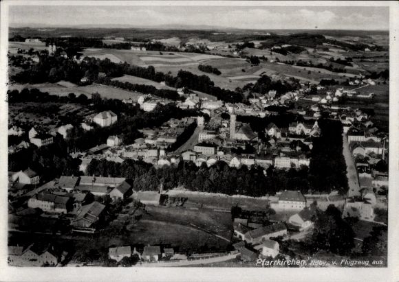 Postcard Gartlberg Pfarrkirchen in Niederbayern, pilgrimage church, aerial photograph