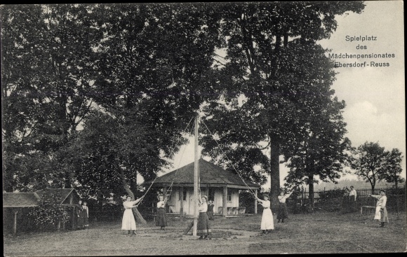 Postcard Ebersdorf in Thuringia, playground of the girls&#39; boarding school